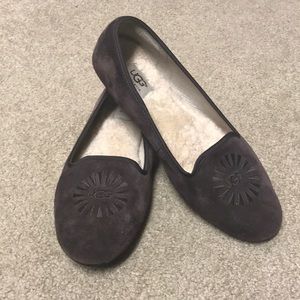 UGG Australia Brown Suede Flats Fur Lined